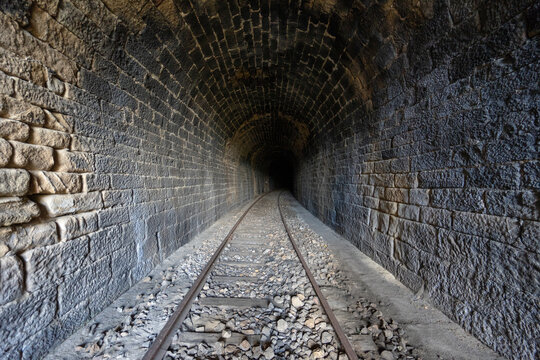 Train line and tunnel belonging to the current tunnel route between la Fregeneda and Barca D Alva.