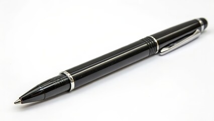 Black Ballpoint Pen on White Background