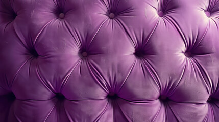 Fototapeta premium close up view of plush purple tufted fabric, showcasing its texture and design. soft material features deep buttons and luxurious appearance, perfect for upholstery