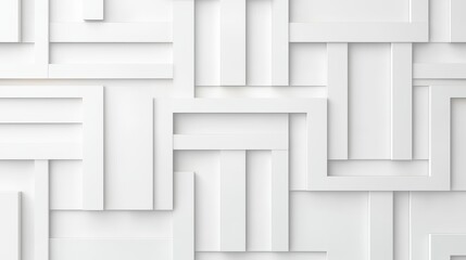 White Geometric Frame Patterns on a Minimalist Wall Design