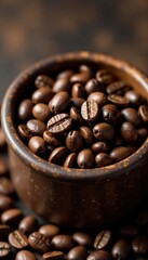 Freshly roasted coffee beans in a container , brown, coffee beans, fresh