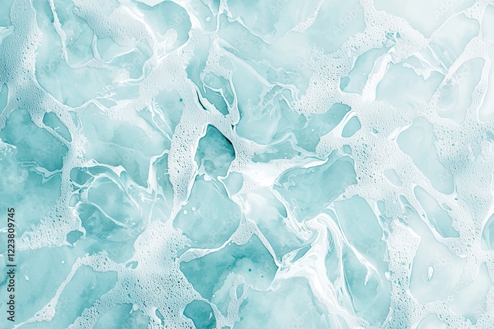 Poster mesmerizing abstract pattern resembling an aerial view of turquoise water with swirling textures, cr