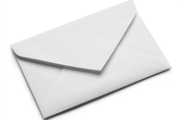 Closed white envelope resting on a pristine white background, symbolizing communication, mail, and the exchange of important messages and correspondence in a clean, minimalistic way