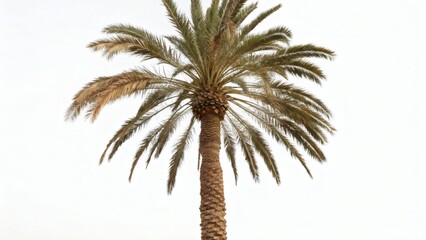Single Palm Tree against White Background