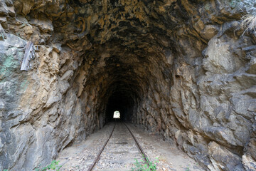 Obraz premium Train line and tunnel belonging to the current tunnel route between la Fregeneda and Barca D Alva.
