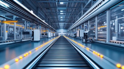 Fototapeta premium Modern Automated Factory Production Line Conveyor System