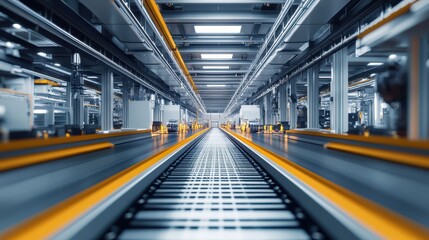 Fototapeta premium Modern Factory Conveyor Belt System Production Line
