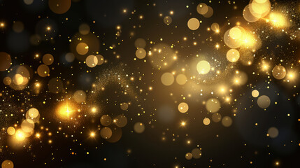 Golden bokeh lights create magical and festive atmosphere, perfect for celebrations and special occasions. shimmering effect adds elegance and charm to any design