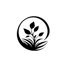 Obraz premium Elegant Plant Silhouette: Minimalist Black and White Botanical Design