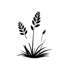 Fototapeta premium Monochrome Botanical Illustration: Elegant Minimalist Plant Design. Black and white vector graphic of stylized grass and leaves, perfect for nature-themed projects.