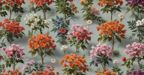 Naklejka premium Botanical illustrations of seasonal flowers and trees, flower, botanical art