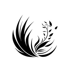 Fototapeta premium Elegant Black and White Floral Design: Botanical Illustration, Nature-Inspired Abstract Art, Minimalist Circular Pattern, Vector Graphic