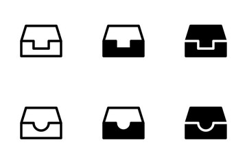 Tray icon set, flat style line and glyph vector illustrations