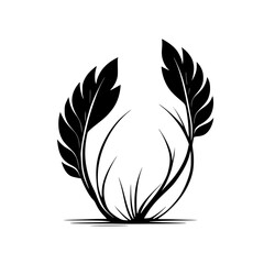 Obraz premium Elegant Black and White Floral Design: Minimalist Plant Silhouette Vector Graphic