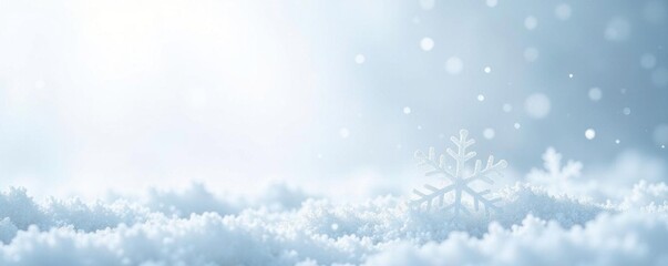 Naklejka premium Snowflakes gently falling on a white background, delicate flakes, frozen water