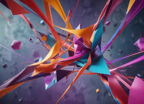 Colorful abstract shapes and lines intersecting in mid-air ,  colorful,  patterns