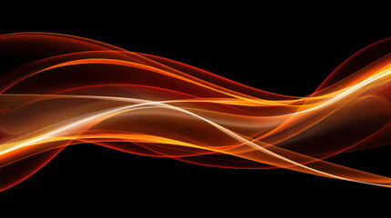 Obraz premium Dynamic abstract waves in orange and white on black background create sense of movement and energy. flowing lines evoke warmth and vibrancy, perfect for modern designs