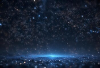 Fototapeta premium Dark blue night sky with glitter bokeh and starry light art, glitter, magic
