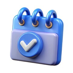 3d Calendar with checkmark or checklist icon. Minimal cartoon blue calendar with tick mark icon creative design icon. time management, appointment, reminder, schedule time concept. 3d rendering