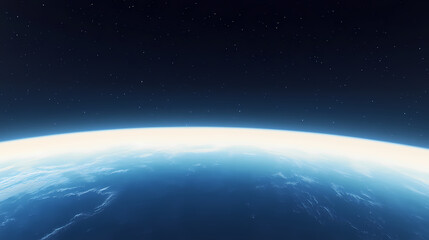 Fototapeta premium Blue and white atmosphere of earth against lunar horizon, earth, space, planet. Lunar Horizon. Illustration
