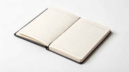 Open Notebook on White Background
