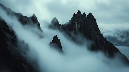 Coastal Fog Bank Rolling Over Cliffs