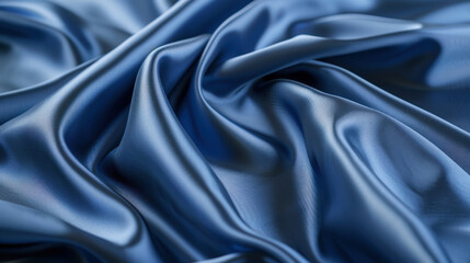 Obraz premium Luxurious blue satin fabric with smooth, flowing texture and elegant drape. Perfect for fashion, upholstery, or decorative projects