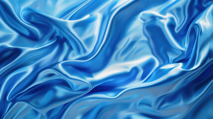Obraz premium Satin fabric in vibrant blue color, showcasing smooth texture and elegant drape. light reflects beautifully, enhancing luxurious feel of material
