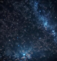 Obraz premium Dark blue night sky with sparkling glitter bokeh and light art surrounding a starry galaxy, glitter, bokeh, astronomy
