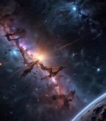Fototapeta premium Deep space galaxy background with stars and constellations, night sky, galaxy, nebulae