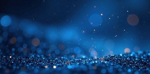 Obraz premium Dark blue frame with sparkling glitter bokeh and subtle starlight effect, bokeh, subtle