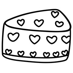 doodle cake clipart hand drawn black and white outline