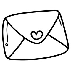 doodle envelop clipart hand drawn black and white outline