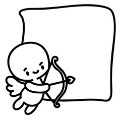 doodle cute cupid clipart hand drawn black and white outline