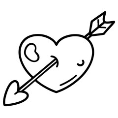 doodle heart clipart hand drawn black and white outline