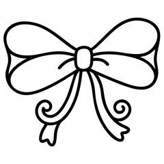 doodle ribbon clipart hand drawn black and white outline