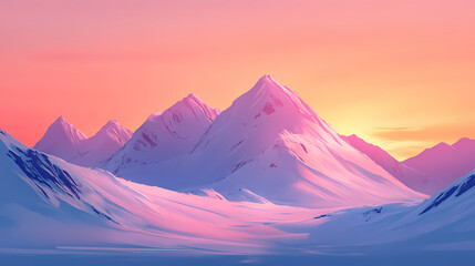 Sunrise over a mountainous alien planet with aurora borealis. Aurora Ridge. Illustration