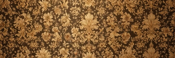 Intricate damask pattern with golden hues and floral motifs,  high end,  patterns