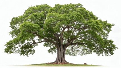 Large Deciduous Tree on White Background