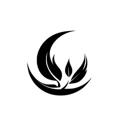 Elegant Black and White Plant Leaves Design: Minimalist Nature Symbol, Perfect for Logos and Decor