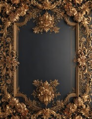 Ornate border with intricate floral patterns and gold accents,  floral,  border