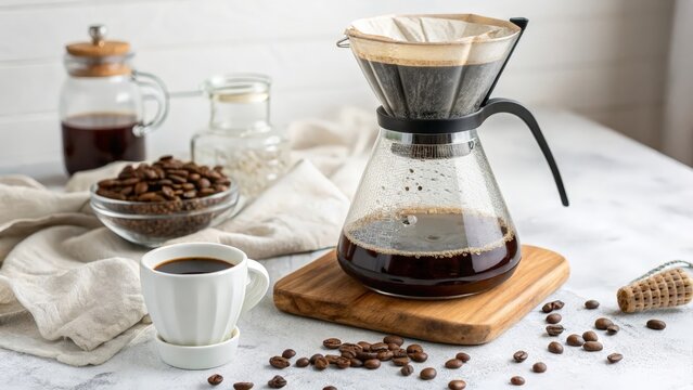 Pour Over Coffee Brewing Setup