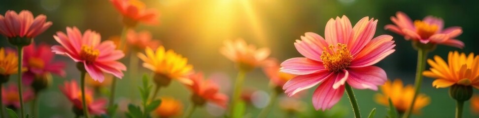 Obraz premium Garden flower bouquet in warm light, flowers, arrangement