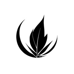Abstract Black Leaf Design: Minimalist Botanical Vector Illustration, Nature Symbol, Elegant Plant Logo