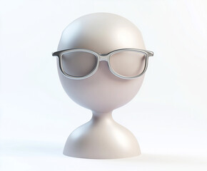 3D minimalistic white avatar icon character with glasses