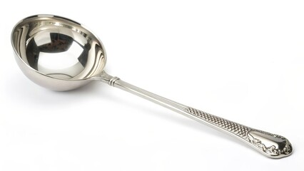 Silver Ladle on White Background