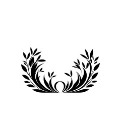 Obraz premium Elegant Black and White Floral Design: Circle Frame with Leaves and Flowers. Perfect for invitations, cards, and decorative projects.