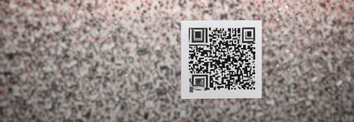 Scanned QR code with a confetti background on it,  ,  info,  confetti