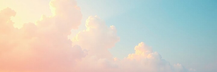 Soft peachy hue blending with pale blue sky on a sunny day , soft colors, fuzzy pink blue yellow