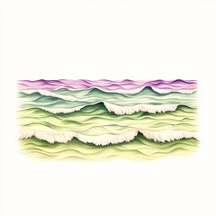 Abstract layered waves in soft pastel colors creating a serene coastal landscape effect